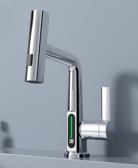 Intelligent Digital Display Faucet Pull-out Basin Faucet Temperature Digital Display Rotation EX-STOCK Canada 