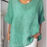 Spring Summer Loose Short Sleeves cotton linen blouse top Women Summer Tops - EX-STOCK CANADA