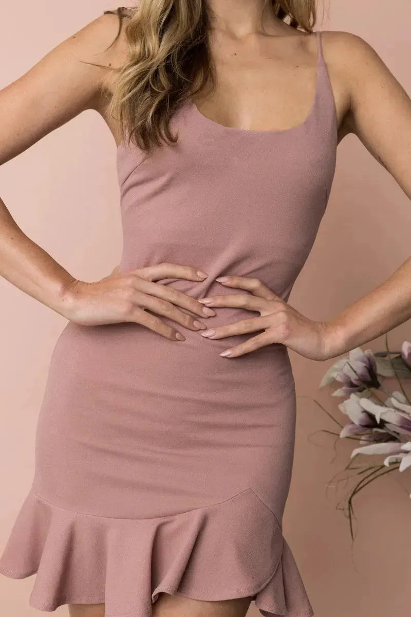 New Ruffles Trumpet Dress Women Sleeveless Spaghetti Strap Slim Summer Dress Party Short Dresses Vestidos - EX-STOCK CANADA