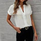 Women's Short-sleeved V-neck Shirt Summer Casual Solid Color Shirt Fashion Womens Clothing - EX-STOCK CANADA