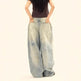 Washed Distressed Casual Loose Wide-leg Baggy Jeans Pant Splash-ink Design Slimming Unisex Style Mop Pants Men And Women - EX-STOCK Canada