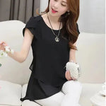 New Spring Summer Women Chiffon Loose Blouse  top O-Neck Short sleeve Plus size - EX-STOCK CANADA