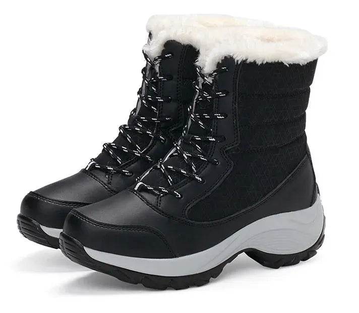Winter Snow Boots Female High Ankle Waterproof Ladies Cotton Shoes Boots Plus Velvet Shoes - EX-STOCK Canada