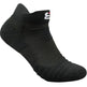 Black ankle sock with a brand logo on a white background