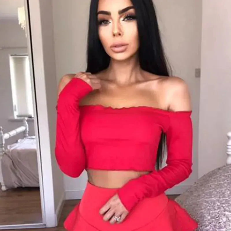 Sexy Cotton Blend Crop Top Off Shoulder Black Red Crochet Women Brandy Elegant Short Tank Crop Tops Bustier - EX-STOCK CANADA