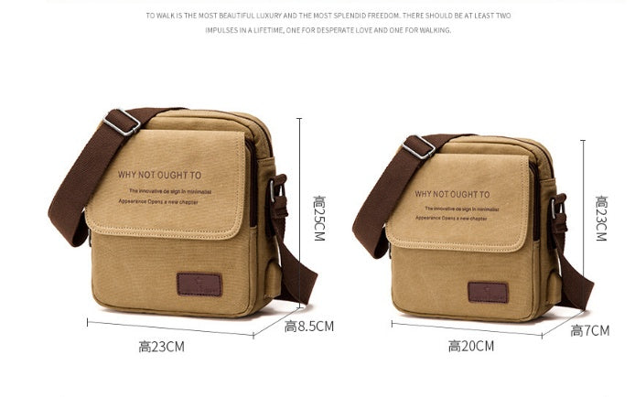 Two brown shoulder bags with text and dimensions on a white background