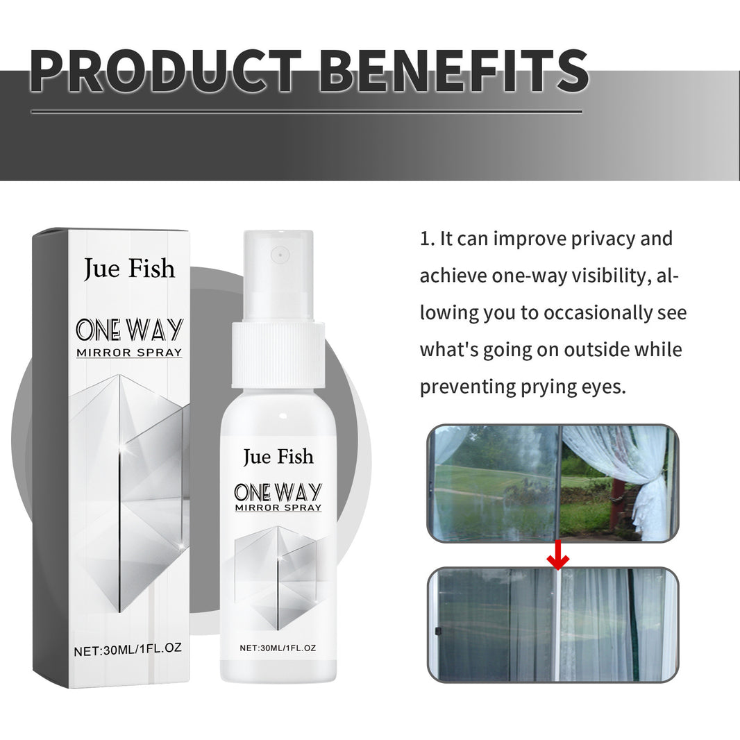 Jue-Fish Reflective Mirror Spray — Anti-Fog Glass Cleaner for Car Mirrors & Bathroom Glass (30ml)