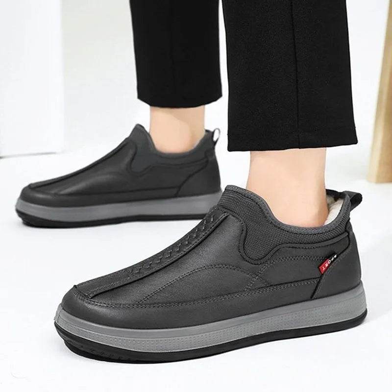 Winter Warm Fleece Snow Boots Round-toed Platform Ankle Boot Fashion Simple Non-slip Flat Cotton Shoes Men - EX-STOCK Canada