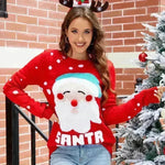 Women's Tops Santa Pullover Sweater Autumn And Winter Letter Embroidery Christmas Red Sweaters Long Sleeve Crew Neck Clothes - EX-STOCK CANADA