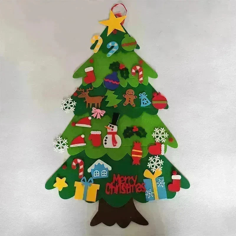 DIY Felt Christmas Tree New Year Toddler Kids Handmade Gift Toys Door Wall Hanging Ornaments Holiday Party Home Decor Set - EX-STOCK CANADA