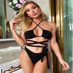 Solid Color Swimsuit Women Strappy Swimsuit Charming Bikini - EX-STOCK CANADA