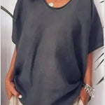 Spring Summer Loose Short Sleeves cotton linen blouse top Women Summer Tops - EX-STOCK CANADA