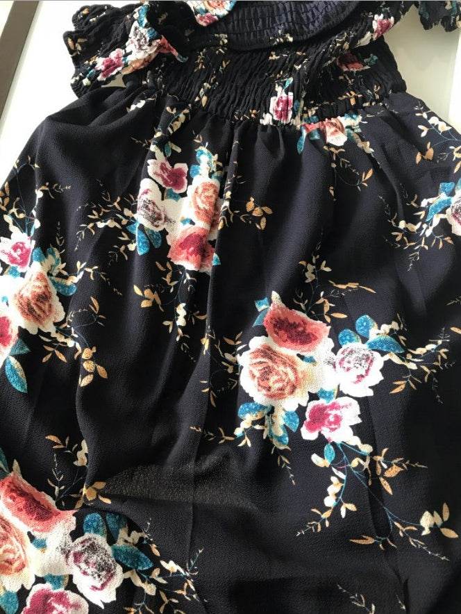 Elegant Ladies Summer Boho Vacation Resort Slit Maxi dress off shoulder Long floral Beach summer slit dress - EX-STOCK Canada