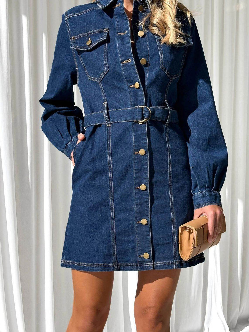Fashion Casual Button Denim Dress Women - EX-STOCK Canada