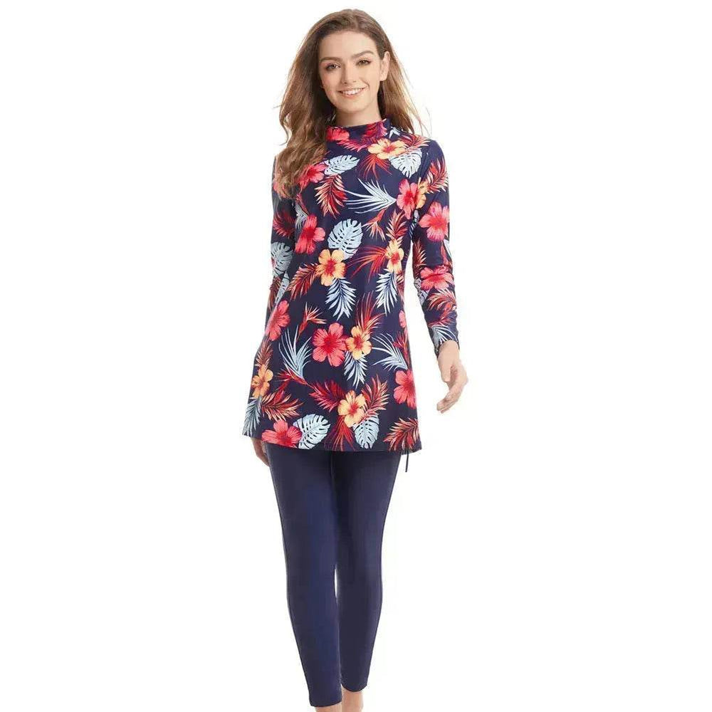 ArabSwimwear Women Modest Patchwork Hijab Long Sleeves Sport Swimsuit Islamic muslimah Burkinis Wear Bathing Suit - EX-STOCK Canada