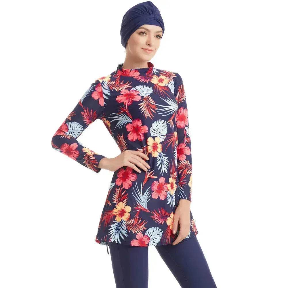 ArabSwimwear Women Modest Patchwork Hijab Long Sleeves Sport Swimsuit Islamic muslimah Burkinis Wear Bathing Suit - EX-STOCK Canada