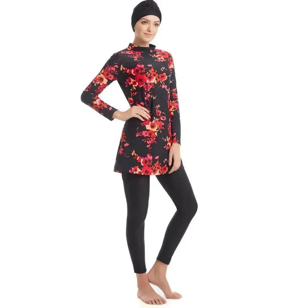 ArabSwimwear Women Modest Patchwork Hijab Long Sleeves Sport Swimsuit Islamic muslimah Burkinis Wear Bathing Suit - EX-STOCK Canada
