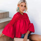 New fashion tops round neck women Ruffle Lace blouse Elegant Summer top - EX-STOCK CANADA