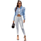 Women's Court Style Temperament Lapel Loose Short Denim Jacket Women EX-STOCK Canada 