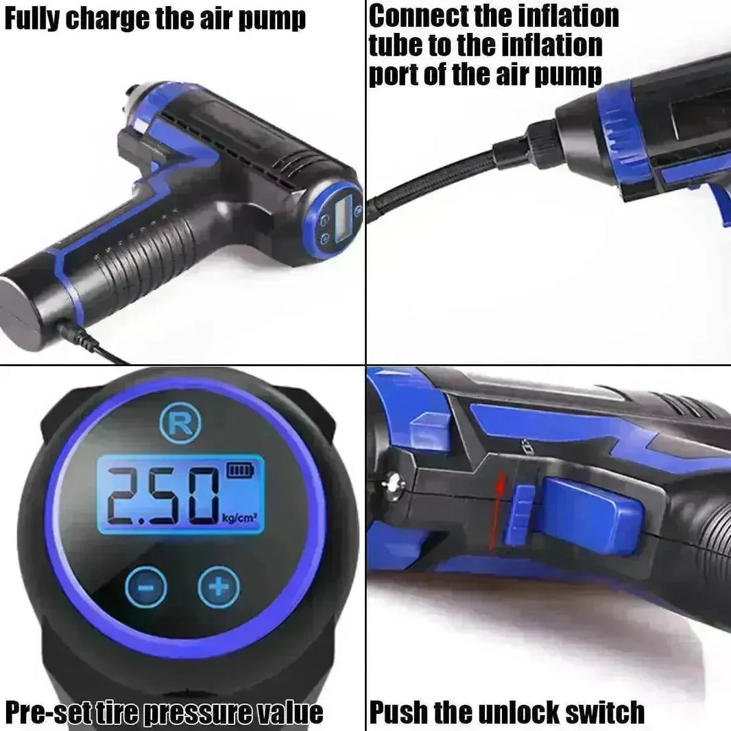 Wireless Charging Portable Multi-function Vehicle Household Electric Car Tire Handheld Air Pump - EX-STOCK CANADA