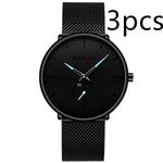 Simple ultra-thin watch round mesh belt watch - EX-STOCK Canada