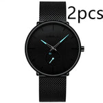 Simple ultra-thin watch round mesh belt watch - EX-STOCK Canada