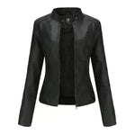 Fashioned European and American Slim fit stand collar Leather jacket for women - EX-STOCK CANADA