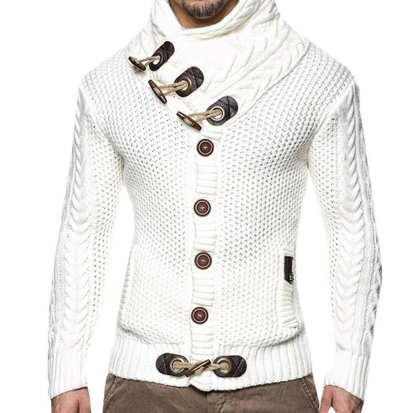 Knitted Jacket With High Collar Buttons Sweater for Men