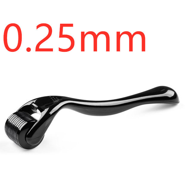 Black derma roller with 0.75mm text on a white background