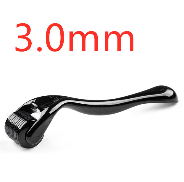 Black derma roller with '2.0mm' text on a white background