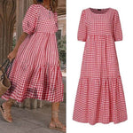 Casual Summer Midi dress puff sleeve flowy mum dress - EX-STOCK Canada