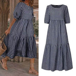 Casual Summer Midi dress puff sleeve flowy mum dress - EX-STOCK Canada
