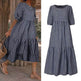 Casual Summer Midi dress puff sleeve flowy mum dress - EX-STOCK Canada