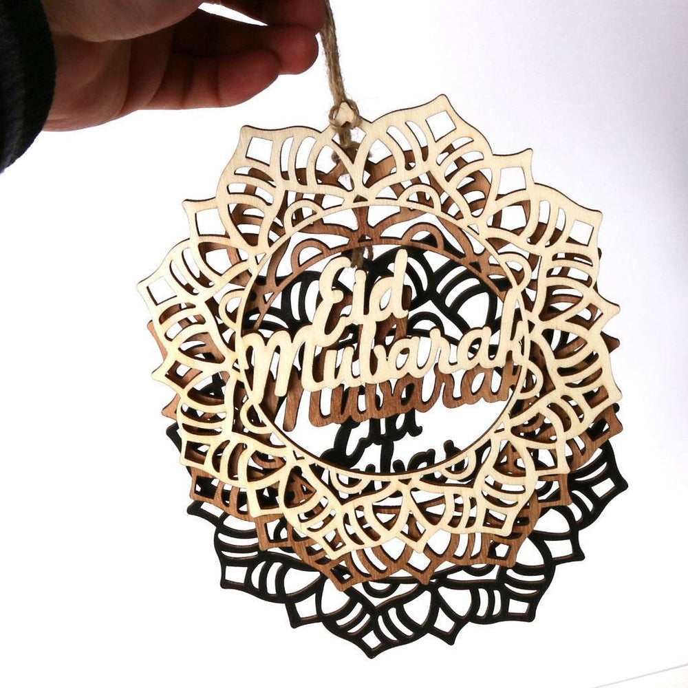 Wooden Crafts Hanging Pendants Eid Mubarak Home Ramadan Decorations - EX-STOCK Canada