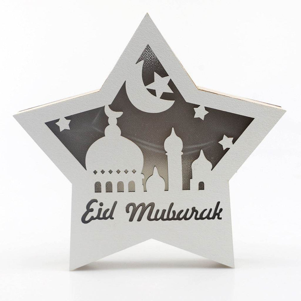 Eid Mubarak Ramadan Gurban Festival Five-pointed Star With LED Lights Decoration - EX-STOCK Canada