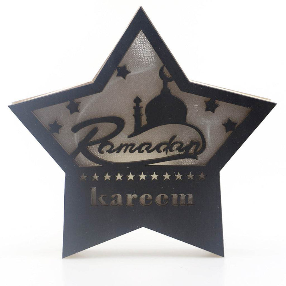 Eid Mubarak Ramadan Gurban Festival Five-pointed Star With LED Lights Decoration - EX-STOCK Canada