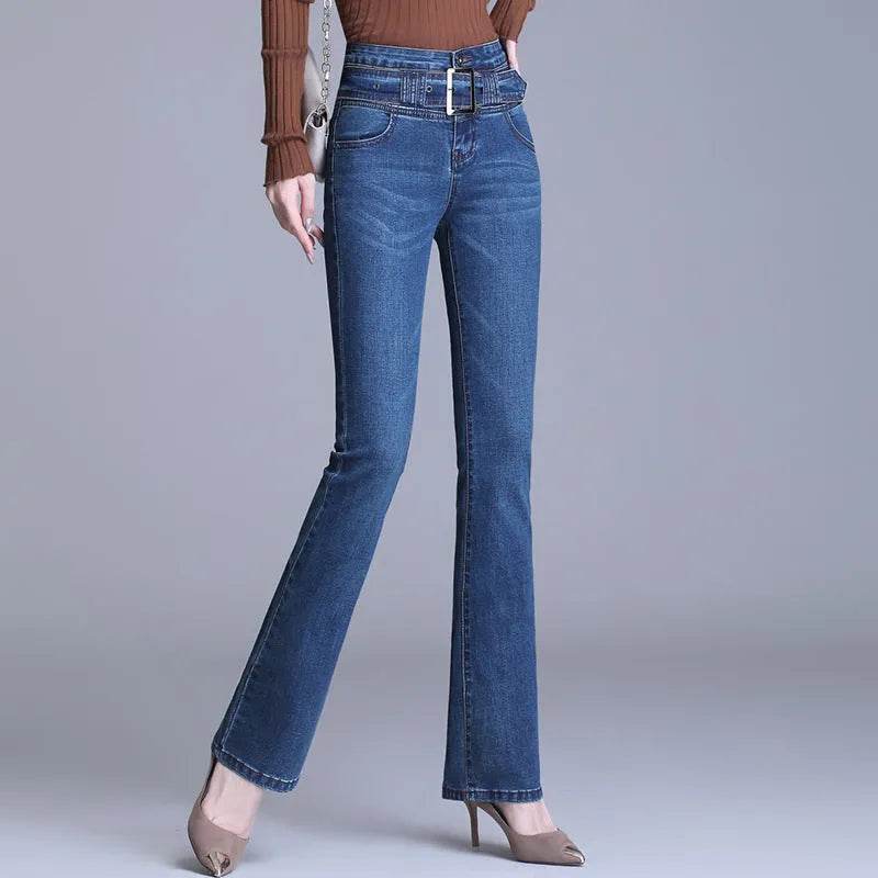 Korean Style Bootcut High-Waisted High Cotton Casual Jeans - EX-STOCK Canada