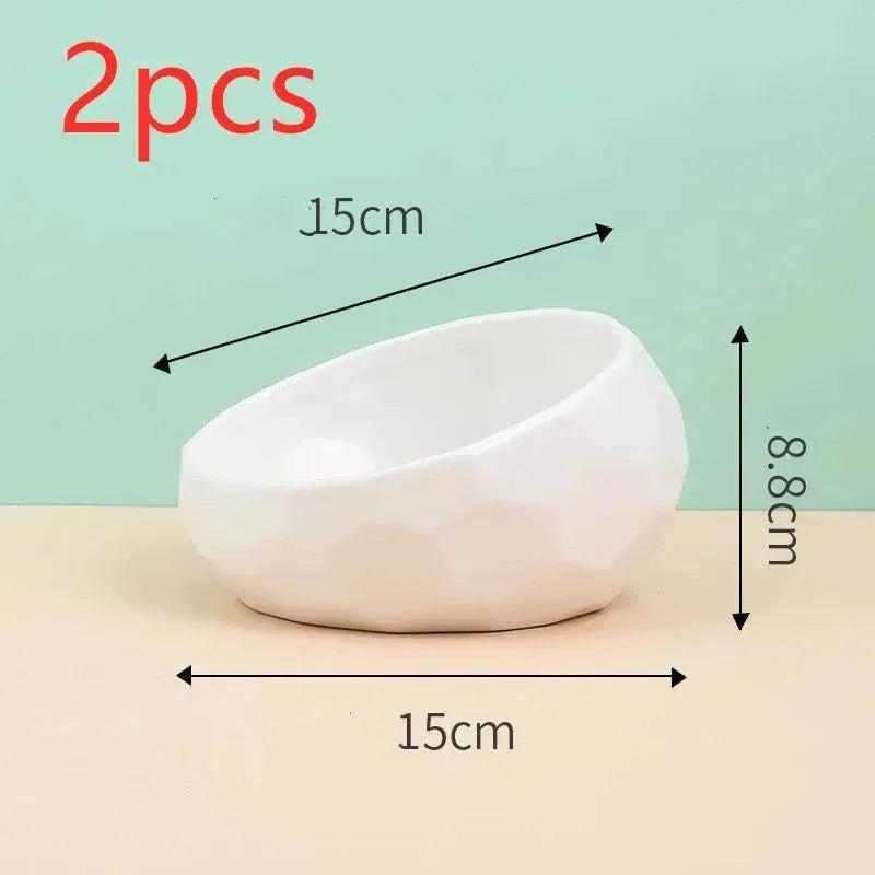Pet Supplies Bowl Ceramic Cat Bowl Dog Bowl Oblique Mouth - EX-STOCK CANADA