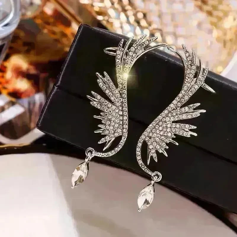 925 Silver Needle Angel Wings Personalized Ear Bone Clip Diamond Zircon Ear Row - EX-STOCK CANADA