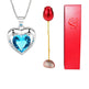 Valentines Day Gift Heart Shaped Blue Purple Crystal Diamond Pendant Rose Head Necklace - EX-STOCK CANADA