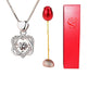 Valentines Day Gift Heart Shaped Blue Purple Crystal Diamond Pendant Rose Head Necklace - EX-STOCK CANADA