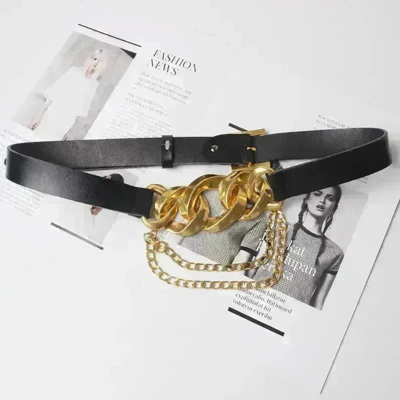 Street shot fashion metal chain link Waist Belt women - EX-STOCK CANADA