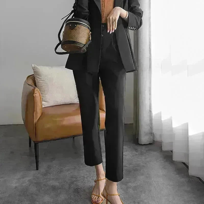 Petal Type Temperament High Waist Business Office Workwear Formal Trouser Pant Women - EX-STOCK CANADA