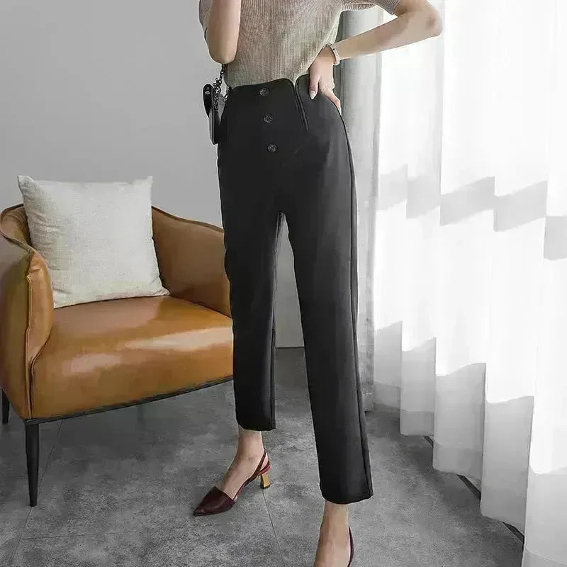 Petal Type Temperament High Waist Business Office Workwear Formal Trouser Pant Women - EX-STOCK CANADA