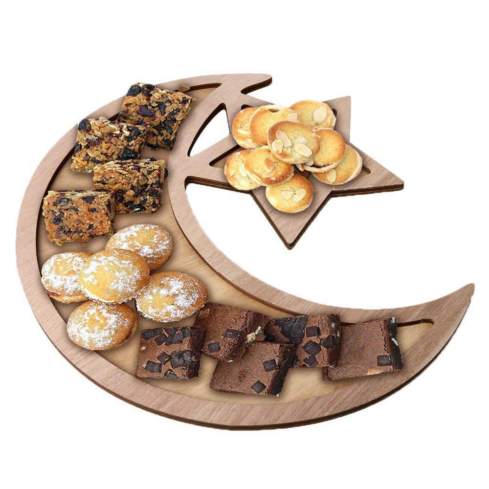 Wooden Artistic Eid Mubarak Wood Irregular Solid Wood Pan - EX-STOCK Canada