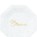 Eid Mubarak White Paper Plate Paper Cup Paper Towel Ramadan Disposable Tableware Party Supplies - EX-STOCK Canada