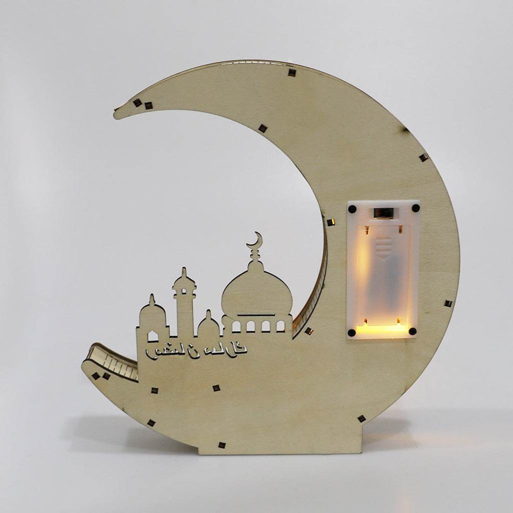 Wooden Eid Mubarak Mirror Golden Moon Castle craft Hollow Letters with LED Lights decor Ornaments - EX-STOCK Canada