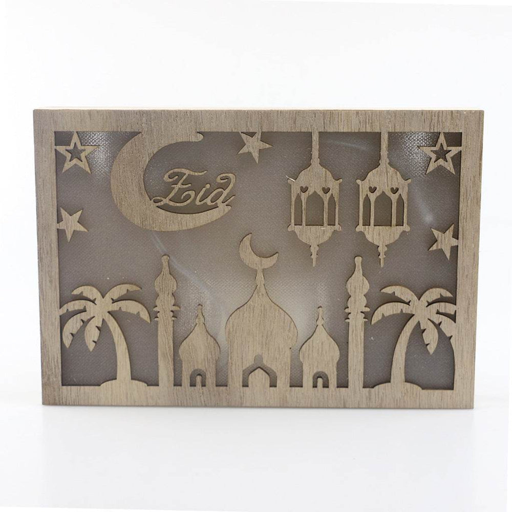 Wooden Eid Mubarak Ramadan Gulbang Square Decoration Crafts Ornaments - EX-STOCK Canada