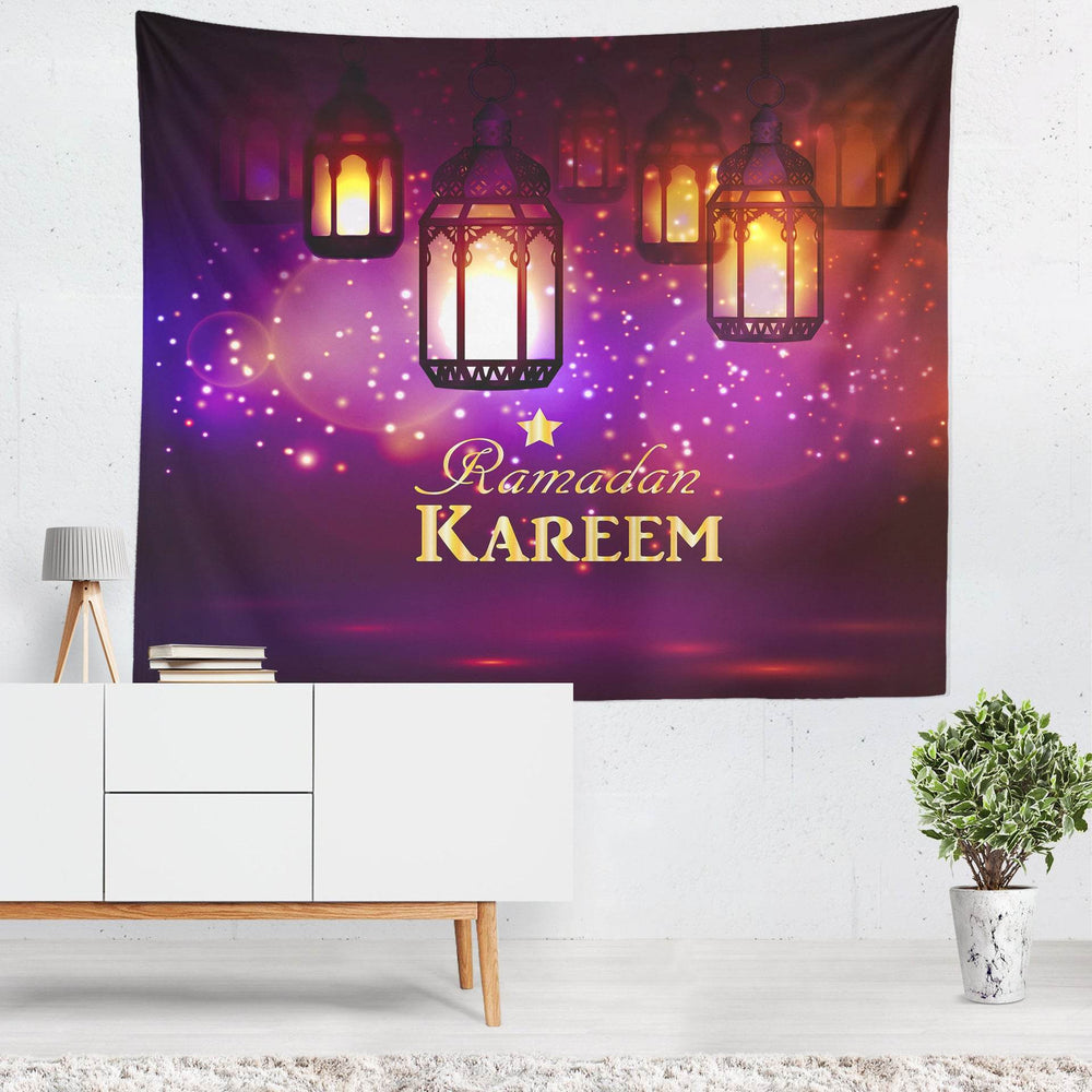 Colorful Lantern Living Room Bedroom Ramadan Tapestry Eid Mubarak Wall Carpet Mural - EX-STOCK Canada