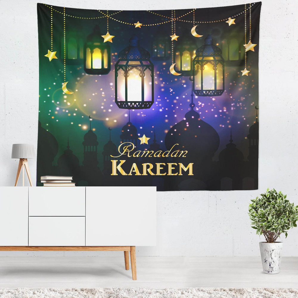 Colorful Lantern Living Room Bedroom Ramadan Tapestry Eid Mubarak Wall Carpet Mural - EX-STOCK Canada